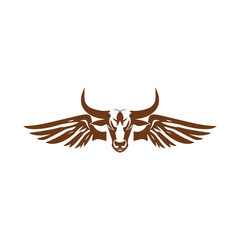Obraz premium Creative Minimalist Wing Bull Logo Design Silhouette Vector Illustration