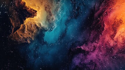 Fototapeta premium A vibrant cosmic scene depicting swirling colors and stars in a nebula-like formation.