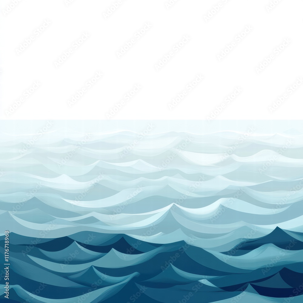 Leinwandbilder Abstract patterns of ocean waves create a calming visual experience of the infinite sea. Generative AI