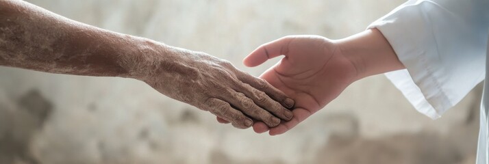 Compassionate healthcare professional offers support and care to a leprosy patient in a clinical environment