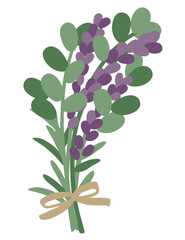 ラベンダーとリボンのベクターイラスト