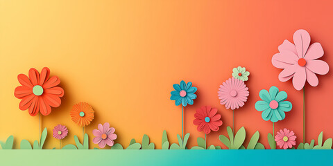 Obraz premium Blumen aus Papier - Muttertag - Valentinstag Hochzeit und sonstige Feierlichkeiten. Karte Banner mit Platz für Text