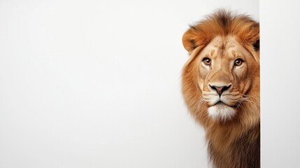 Fototapeta premium Happy Lion Peeking Around the Corner