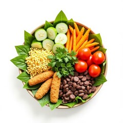 Colorful Bowl with Veggies, Couscous, and Protein