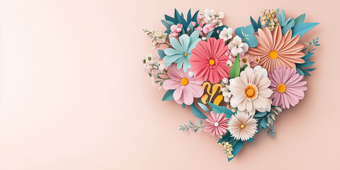 Blumenherz - Muttertag - Valentinstag Hochzeit und sonstige Feierlichkeiten. Karte Banner mit Platz für Text