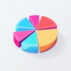 Obraz premium Colorful 3D pie chart representing data distribution in vibrant shades.