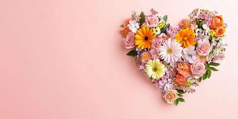Blumenherz - Muttertag - Valentinstag Hochzeit und sonstige Feierlichkeiten. Karte Banner mit Platz für Text