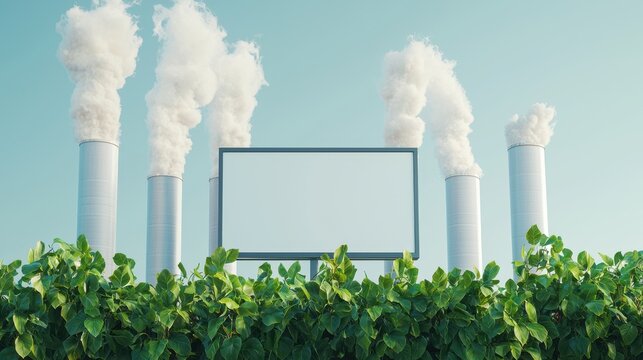 Industrial pollution control measures urban landscape environmental awareness green technology clear sky sustainability