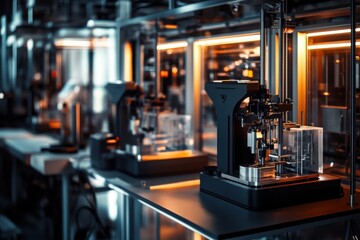 A close-up view of advanced machinery in a modern manufacturing facility, showcasing intricate design elements.