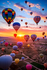 Obraz premium Celebrating Sunrise: A breathtaking display of Hot Air Balloons against the Dawn Sky