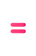Three-dimensional equal sign. Color clay pink