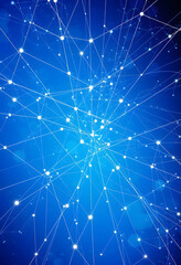 Fototapeta premium a blue background with lines and networks, collage style, with white tones