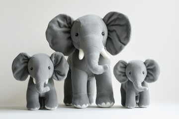 Obraz premium Adorable Soft Plush Toy Elephants Perfect for Children’s Playrooms and Gifts