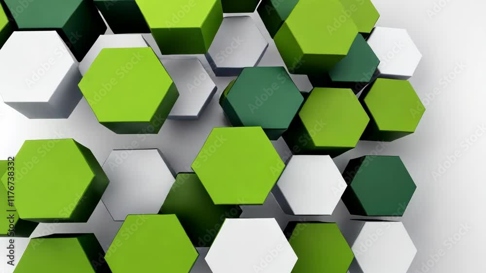 Poster green and white pattern of hexagons is displayed on a white background. the pattern is made up of va