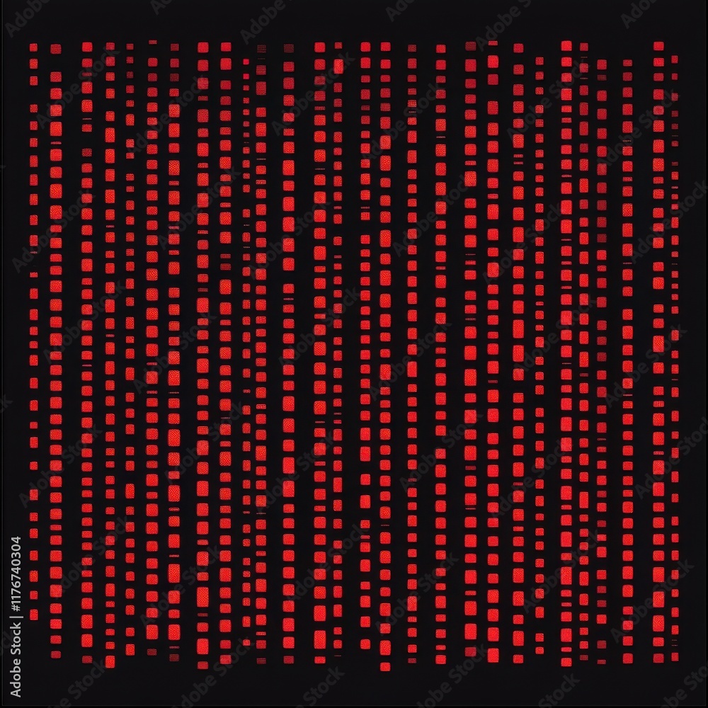 Poster abstract pattern of red and black squares, creating a striking visual effect.