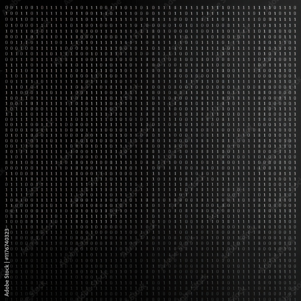 Aufkleber a digital binary code matrix consisting of black and white numbers, creating a tech-inspired backgro