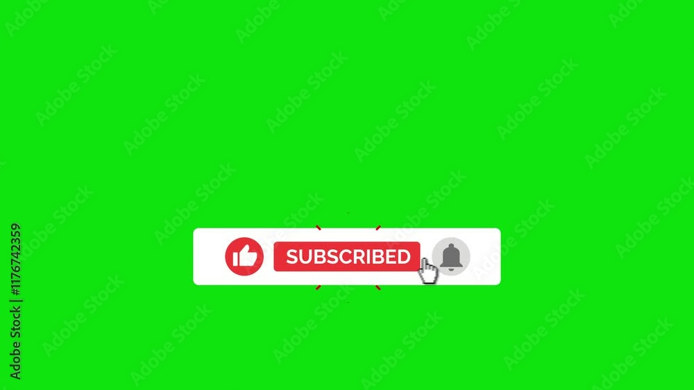 Wall mural animated youtube subscribe button for video overlay. like subscribe bell notification button, subscr