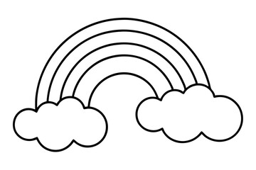 Rainbow with clouds coloring page outline 