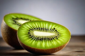 there is a kiwi cut in half on a table