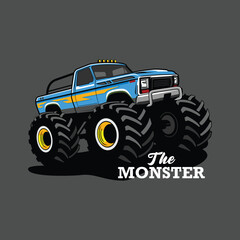 illustration of a car monster truck vector bigfoot truck vintage truck truck vector truck vector logo logo design of monster truck  © R the Gaok