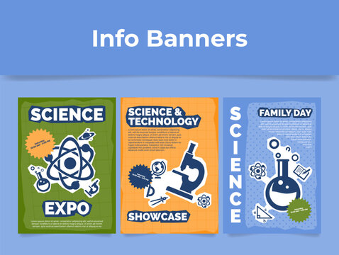 A colorful banner advertising a science fair that covers science, technology, and other related activities.