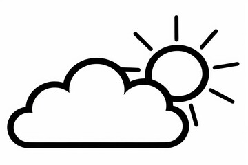 a black and white image of a sun and a cloud