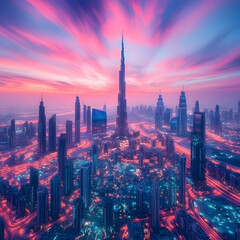 Fototapeta premium Cityscape Dawn Illustration