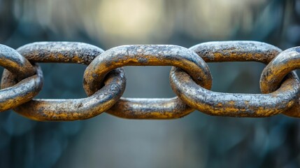 Fototapeta premium Rusty metal chain links, close-up.