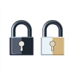 Naklejka premium Two stylized padlocks in contrasting colors, symbolizing security and protection.