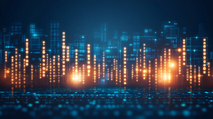 Fototapeta premium Digital Cityscape 3D Illustration