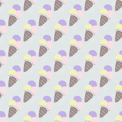 Seamless repeat pattern, cute design for kids, nursery, background, colourful Vector illustration, cute icecream pattern 