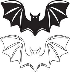 Bat silhouette design as Halloween illustration in black, scary vector with white background