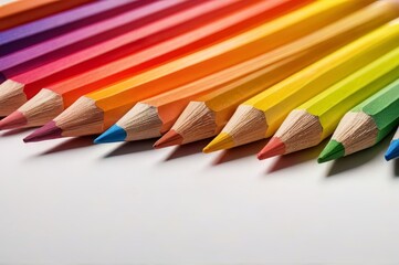 Obraz premium a close up of a group of colored pencils on a white surface