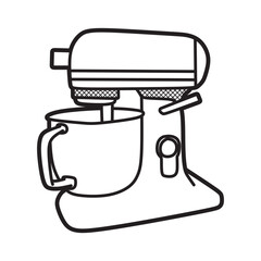 black and white line art kitchen equipment, industrial dough mixer