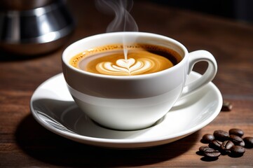 Fototapeta premium there is a cup of coffee with a heart on it