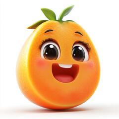 Cute and Cheerful Cartoon Papaya With a Happy Expression