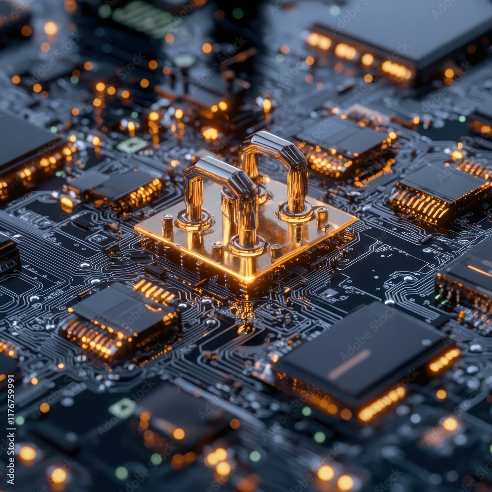 Poster cybersecurity strategy focused on network security infrastructure data center visual representation 