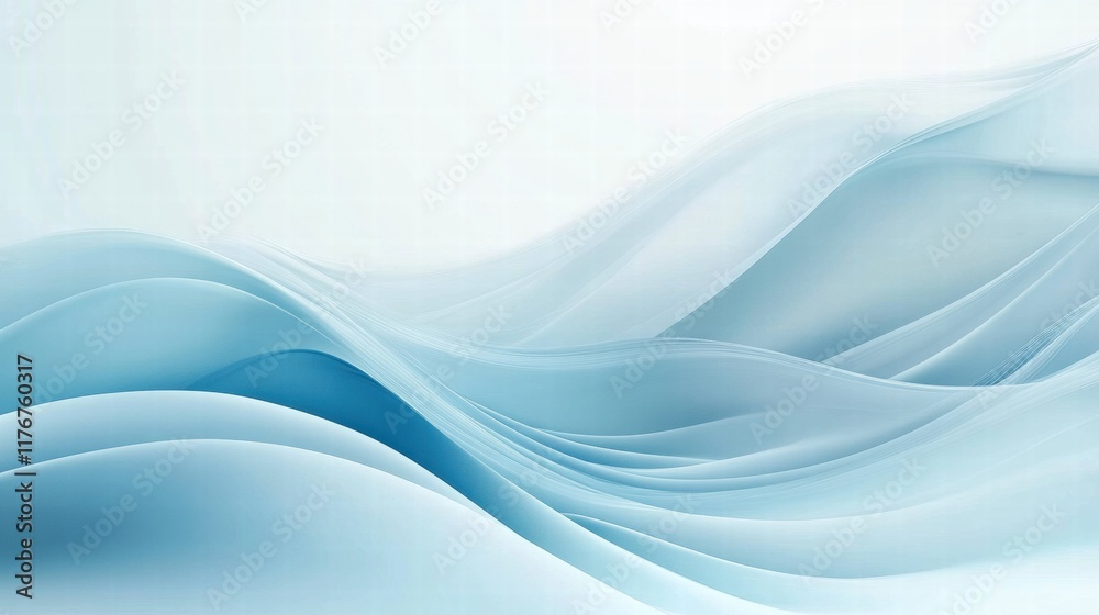 Poster Abstract ocean wave patterns create a serene and tranquil atmosphere with soft blue hues and smooth flowing lines. Generative AI