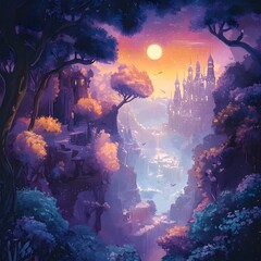 Gradient magic fairytale neon hologram background photo