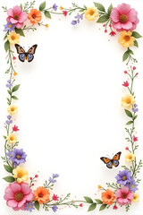 Fototapeta premium frame with flowers and butterflies #2