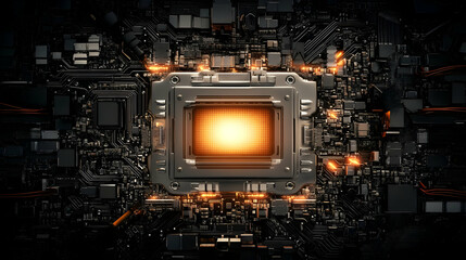 Obraz premium Glowing CPU 3D Illustration