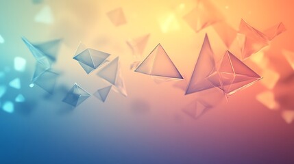 Ethereal Geometry: A Series of Transparent Floating Triangles on a Soft Gradient Background