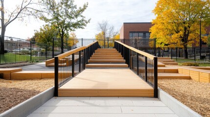 Inclusive playground design focused on safety community park urban environment child-friendly space ground-level view engaging and accessible concept