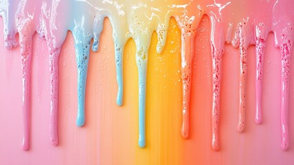 Colorful liquid drips create a vibrant abstract background
