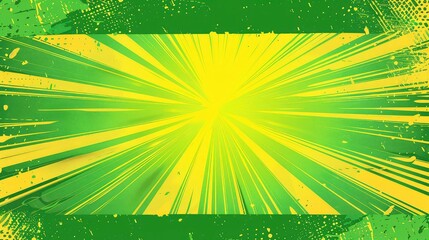Green and yellow grunge background with rays and grunge effects.