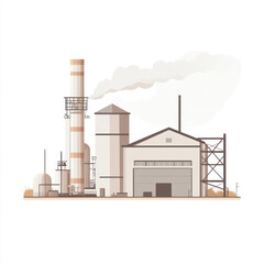 Industrial pollution with smoke rising from chimneys and factory plants