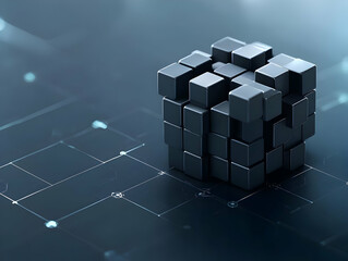 Dark Cube 3D Illustration