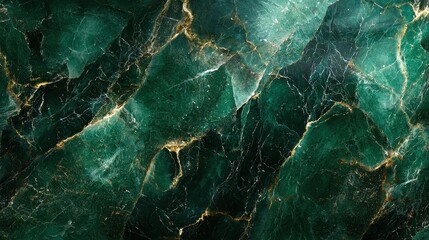 Emerald Green Marble With Golden Veins Texture