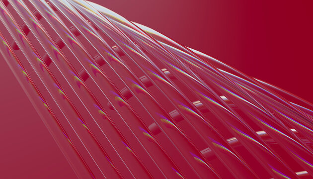 3d rendering of transparent abstract geometric shape against pink background