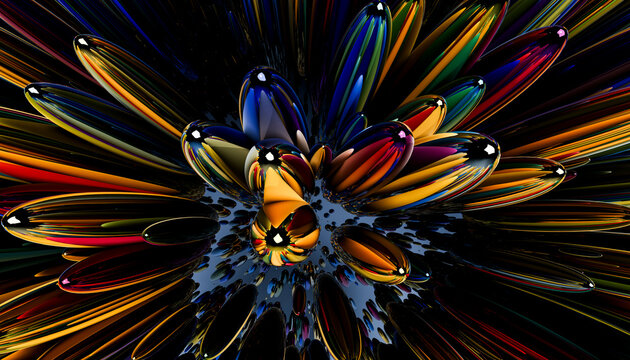 3d rendering of abstract multi colored glasses of geometric shape